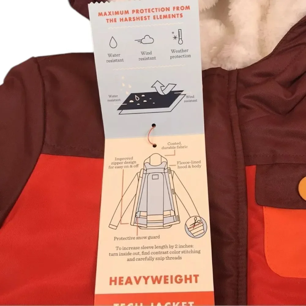 Cat & Jack Toddler Boys Red Heavyweight Tech Jacket Hood Lined 2T NWOT